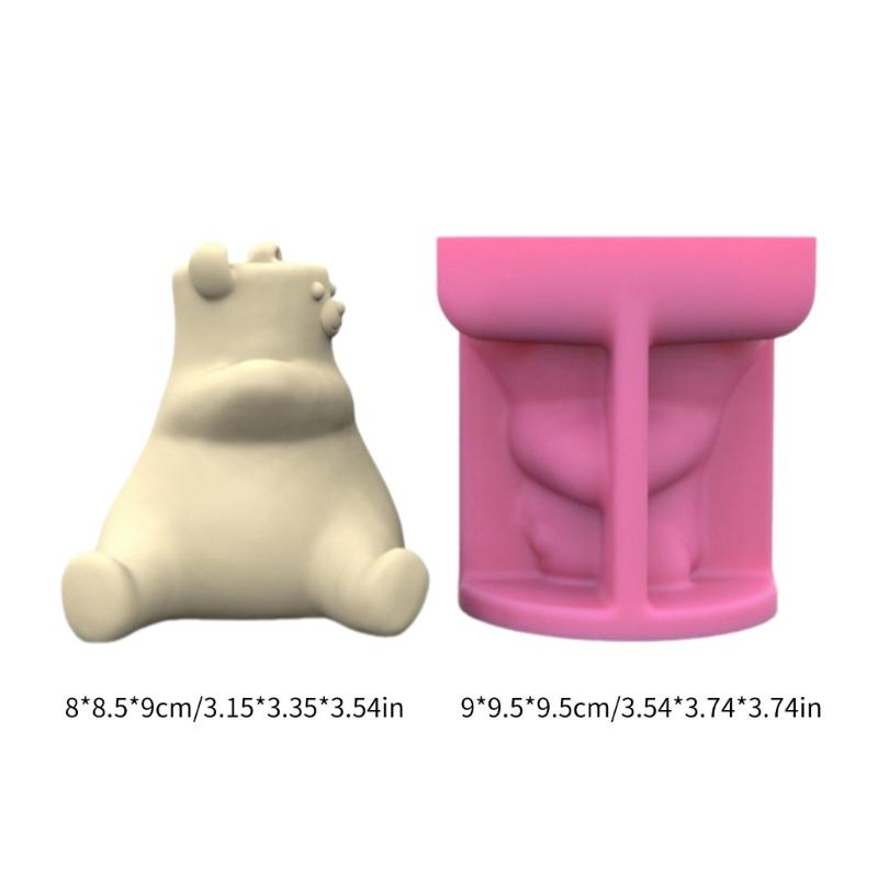 Cute Bear Flower Pots Mold Epoxy Resin Molds Pen Holder Candle Holder Cement Planter Silicone Mould Home Decorations