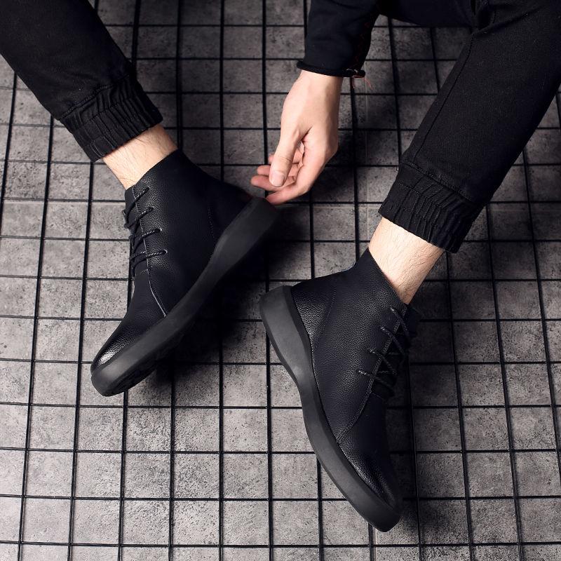 Новые кожаные ботинки из воловьей кожи, мужские зимние мужские кожаные ботинки с высоким верхом, обувь на флисовой подкладке, теплая дизайнерская обувь с хлопковой подкладкой