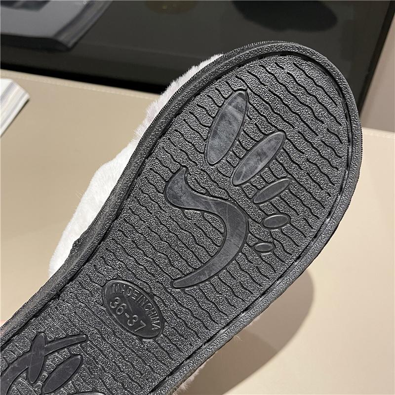 Женские пушистые тапочки для дома Осень Зима Однотонные Нескользящие Повседневные Комнатные Балетки Блестящие Клепки Домашняя Обувь Женские Шлепанцы Теплая Обувь