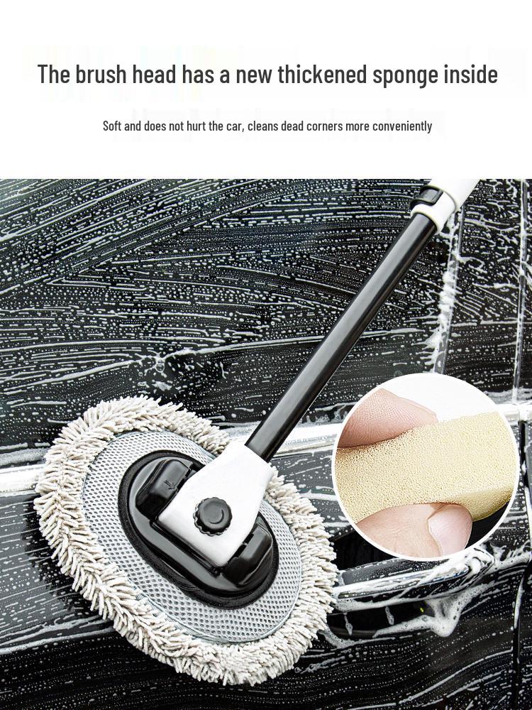 Leiben Bent Rod Car Wash Mop: Soft Bristles, Extendable, Gentle on Paint, Ideal for Cars.