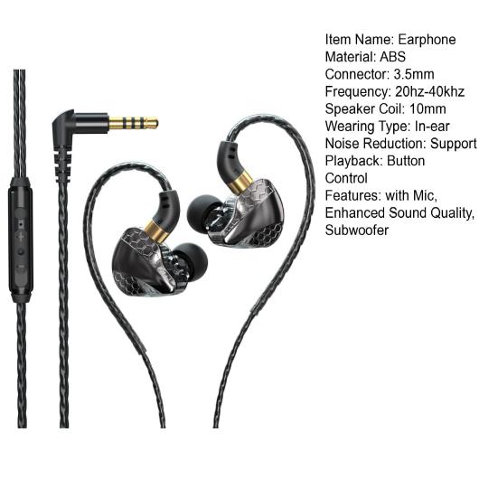 Наушники Проводные наушники-вкладыши с сабвуфером и микрофоном Улучшенное качество звука Наушники для игровых музыкальных звонков 3,5 мм