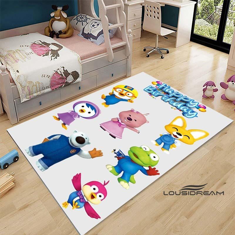 2026Cartoon P-Pororo-Park Pattern Carpets 15 Sizes Living Room Bedroom Bedside Floor Mat Area Rug Kid's Room Play Mat Home Decor