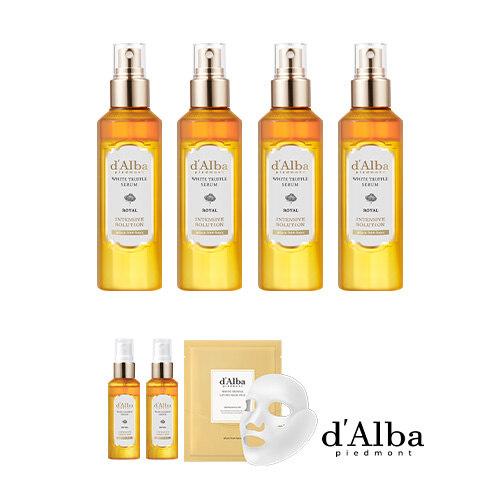 d'Alba Интенсивная сыворотка White Truffle Royal (4 бутылки, 100 мл) + 2 флакона, 60 мл + 4 тканевые маски для лифтинга_671811
