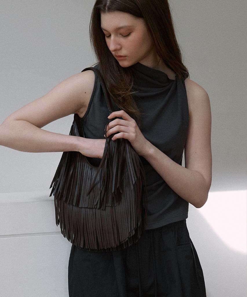 SIGREAT Compact Jersey Twist Neck Top_Dark Grey