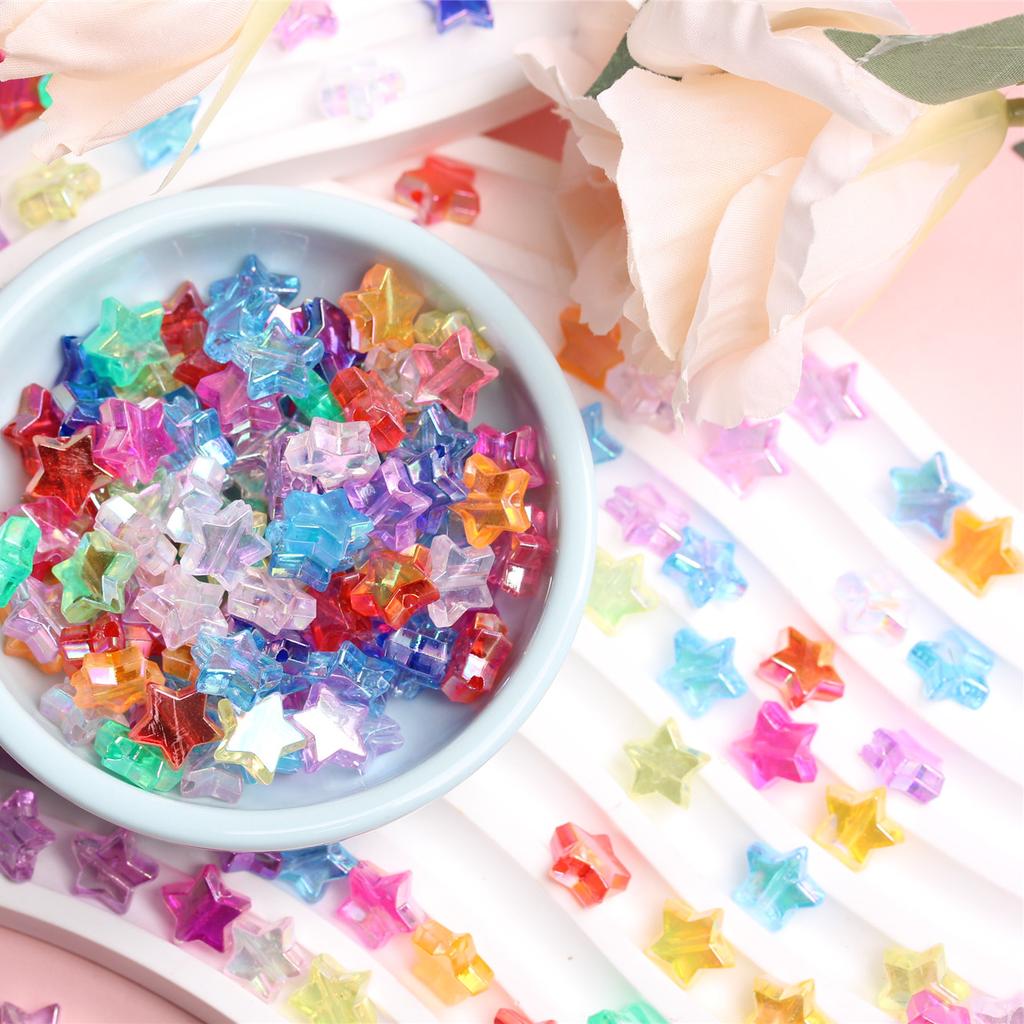 Hanmade Handmade 11*4.5mm Crafted DIY Accessories About240Pcs AB Color Pentagram for Jewelry Making Star Beads Loose Spacer Beads