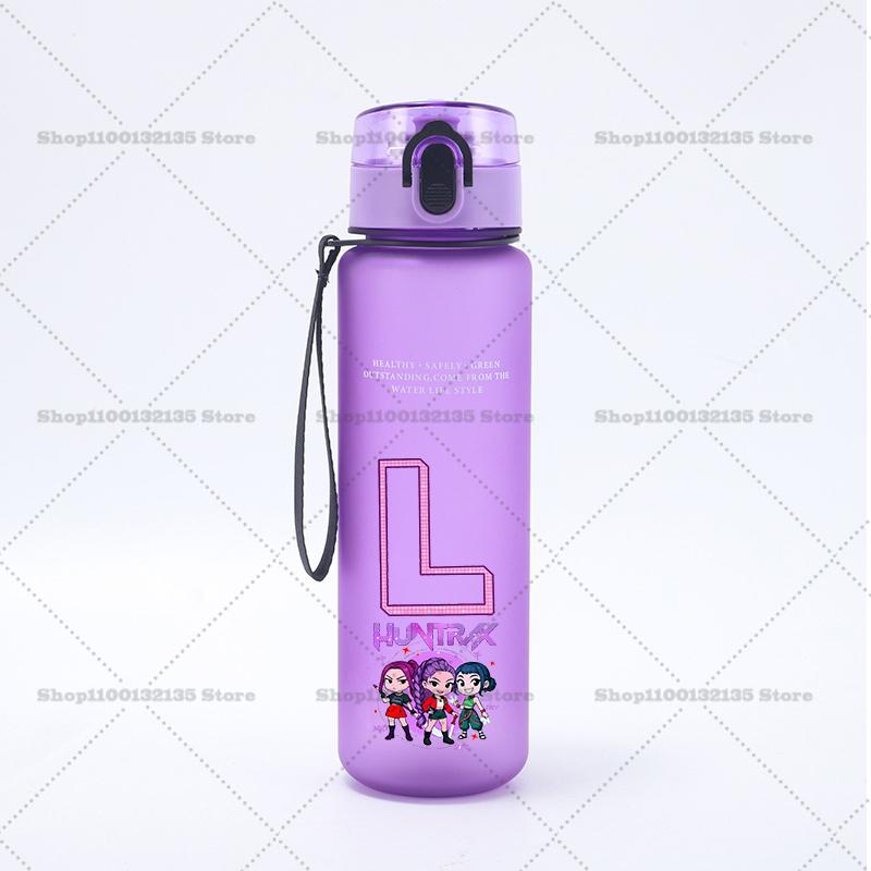 650ml KPop Demon Hunters Sports Water Bottle Boy Motivational Leak Proof Portable Reusable Cups Outdoor Travel Gym Jugs Gift