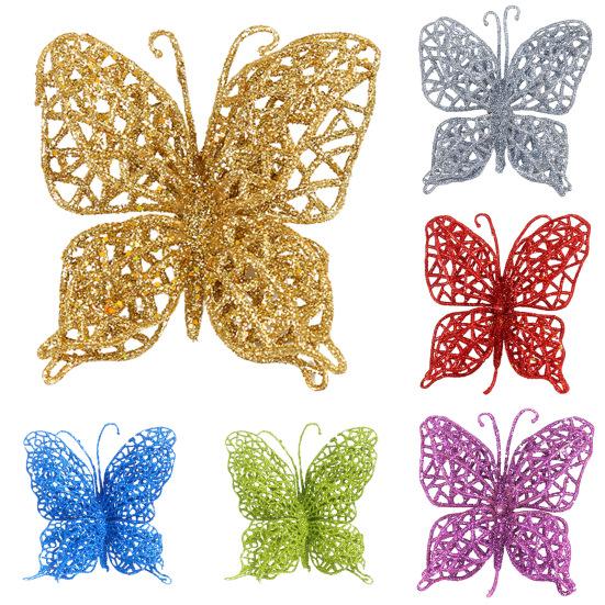 Подвесной кулон, выдалбливают, широкое применение, пластиковый мини-реалистичный подвесной орнамент в виде бабочки, рождественское елочное украшение для вечеринки