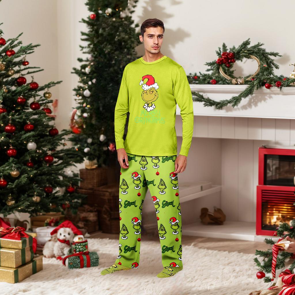 Parent-child Christmas Print Home Suit Long-sleeved Top And Pants