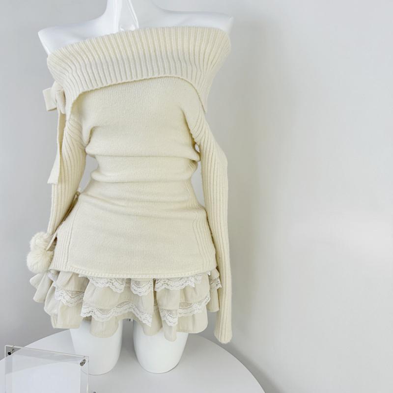 Осень-зима женский винтажный французский джемпер с вырезом Mori Girl свитер Fairycore с длинным рукавом сплошной цвет трикотаж Gyaru Designer