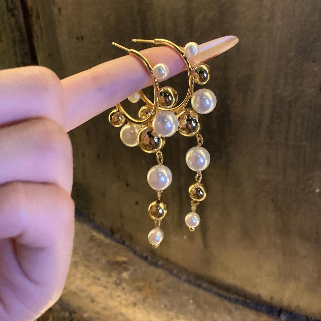 Серьги-подвески с геометрическим ажурным круглым кулоном 'Серебряная игла' в европейском и американском преувеличенном стиле для женщин.