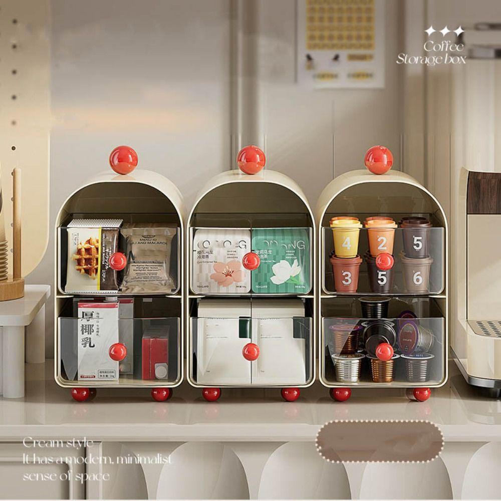 Акриловый ящик для хранения чайных пакетиков, двухслойный контейнер для хранения, новый прозрачный витринный офис