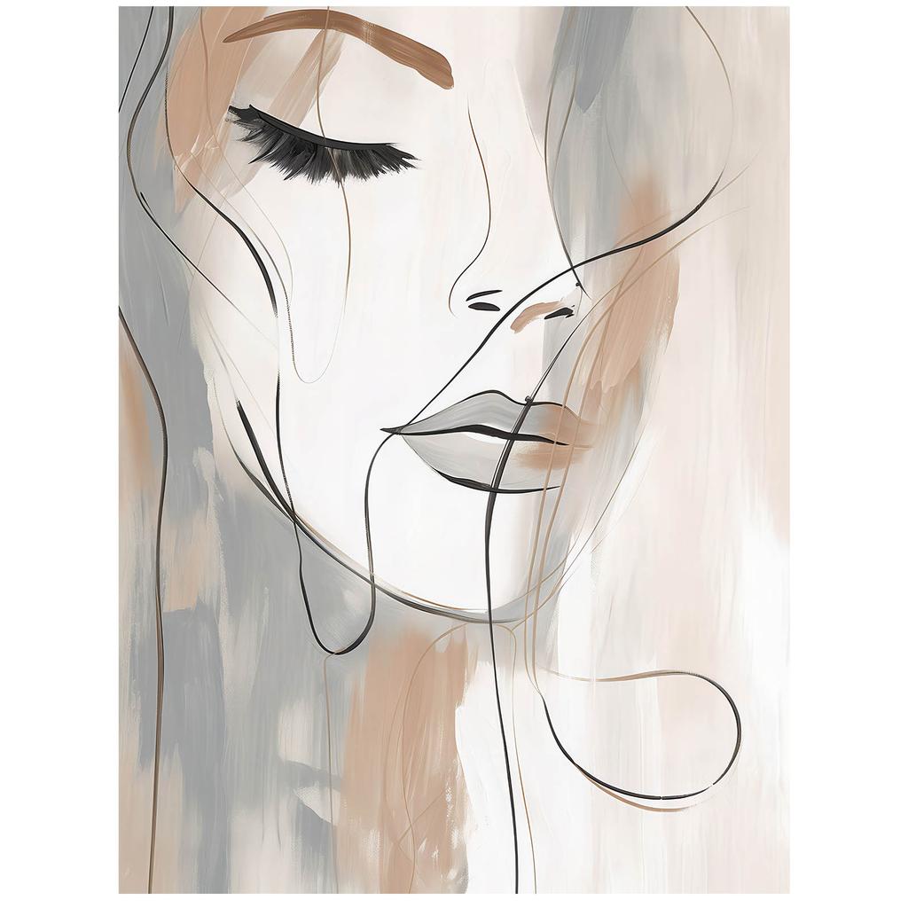 Elegance In Brushstrokes Elegance In Brushstrokes, 70X100 Cm, Dark Brown Wooden Frame, 230 Gsm Matte Paper