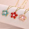 Korean Style Fresh Stainless Steel Drip Oil Pearl Flower Necklace - Sweet and Cool Jewelry.