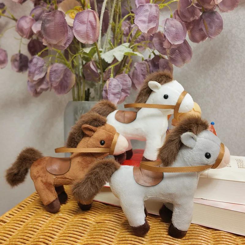 Simulation Mini Horse Plush Toys Pendant Soft Stuffed Animal Small Doll Key Chain Doll Birthday Party Souvenir Gift Present