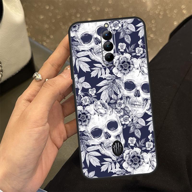 Готический цветочный чехол-череп для ZTE Nubia RedMagic 10 Air 6 7 6S 7S Pro RedMagic 10S 9S 8S 8 9 10 11 Pro Plus