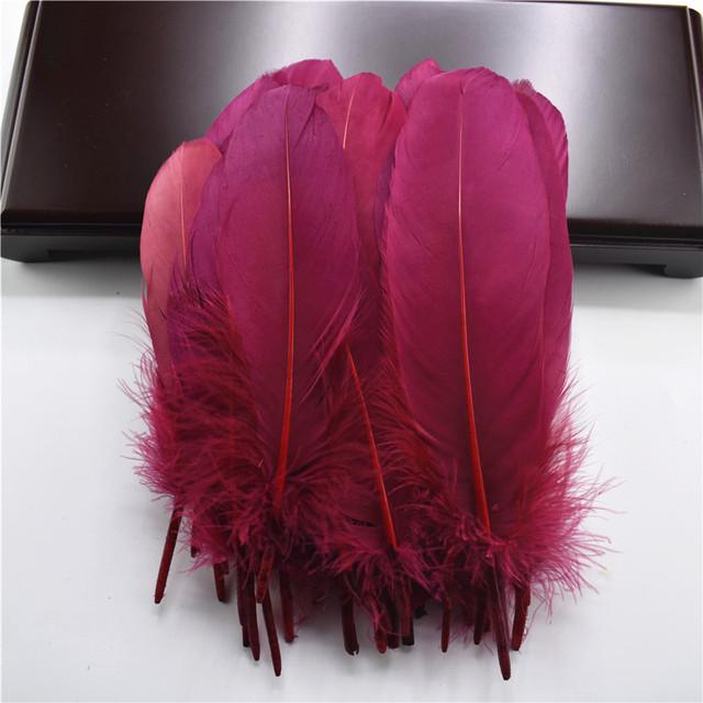 100pcs /Lot Colorful Hard Stick Natural Goose Feathers For Needlework Crafts Feather Handicraft Decor Wedding Accessories Plumes
