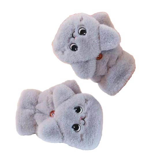Winter Fuzzy Gloves Women Cartoon Warm Gloves Cute Thickened Fleece Lined Gloves for Indoor Outdoor Exercise Driving