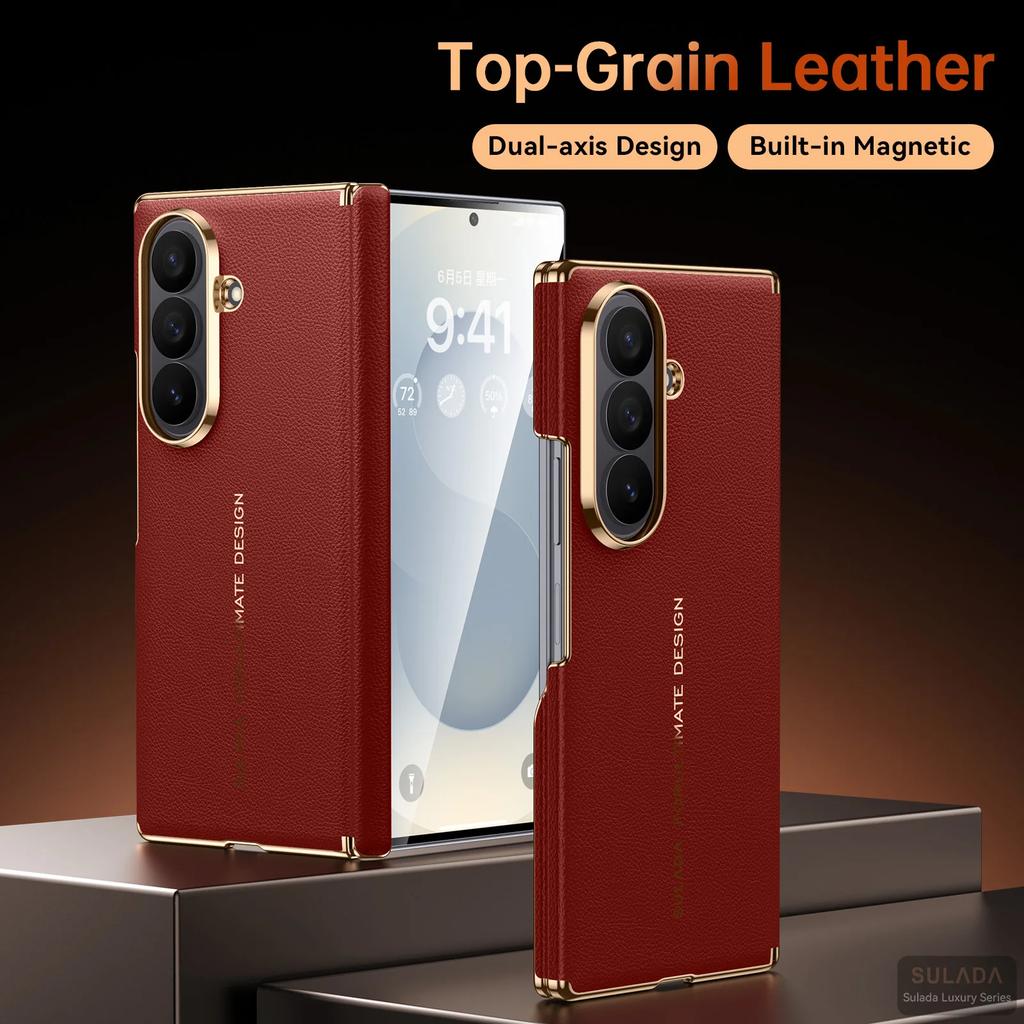 Роскошный кожаный магнитный чехол для телефона Samsung Z Fold8 Ultra Fold 8 Wide Sulada Двойной нижний кронштейн Защитная задняя крышка