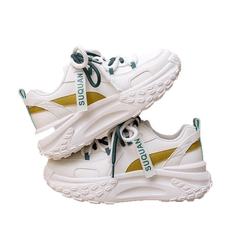 Корейская версия кроссовок «папины кроссовки» женские 2025 весна и осень новый сезон универсальные ультралегкие кроссовки на платформе повседневные кеды женские белые sho