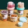 Salad Box Transparent Portable Separated Two Compartments Breakfast Cup Oatmeal Cereal Nut Yogurt Container with Fork School Lunch Box Food