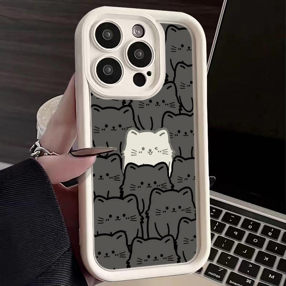 LZ7 Cartoon Cat Cute Silicone Phone Case for Infinix Smart 9 Hot 40i Tecno Camon 20 Pro Moto G22 G30 OnePlus Google Pixel 9 Shockproof Back Cover