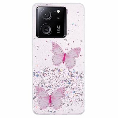 Чехол для Xiaomi 13T/13T Pro/Redmi K60 Ultra с защитной пленкой для экрана, чехол для телефона из ТПУ, 3D-бабочка