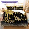 Постельное белье с узором "Король и Королева" Комплект одеял Покрывало Наволочка Домашний Декор Подарок (1 пододеяльник + 2 наволочки, без наполнителя)