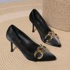 Fashion New Thin Heel Shoes Women's Fashion Pointed Head Shallow Mouth Metal Chain Set Foot Anti-slip Wear-resistant High Heels