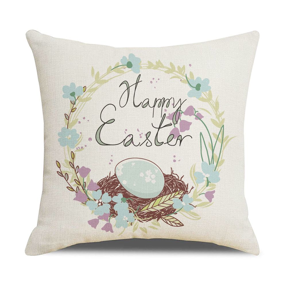 Happy Easter Bunny Eggs Sofa Pillow Case Cushion Cover Easter Decorations Easter Pillowcase