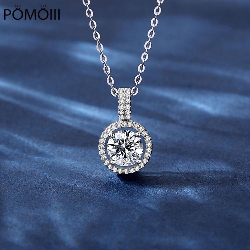 Новое женское ожерелье из стерлингового серебра 925 пробы с круглой сумкой из муассанита, модное сверкающее ожерелье из циркония, подарок на день рождения