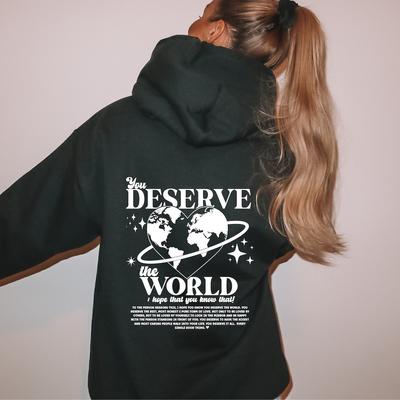 Толстовка You Deserve The World, эстетическая толстовка с капюшоном, флисовая толстовка с принтом