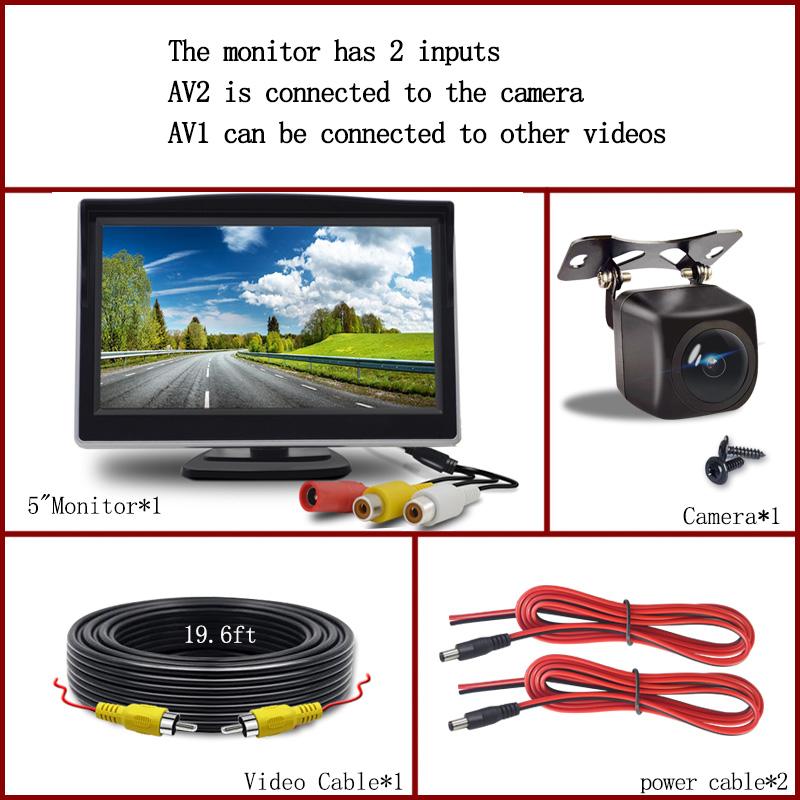 Простая установка 4,3/5-дюймового автомобильного ЖК-монитора с камерой заднего вида для автомобиля, фургона, ночного видения, система парковки с видеозаписью заднего вида