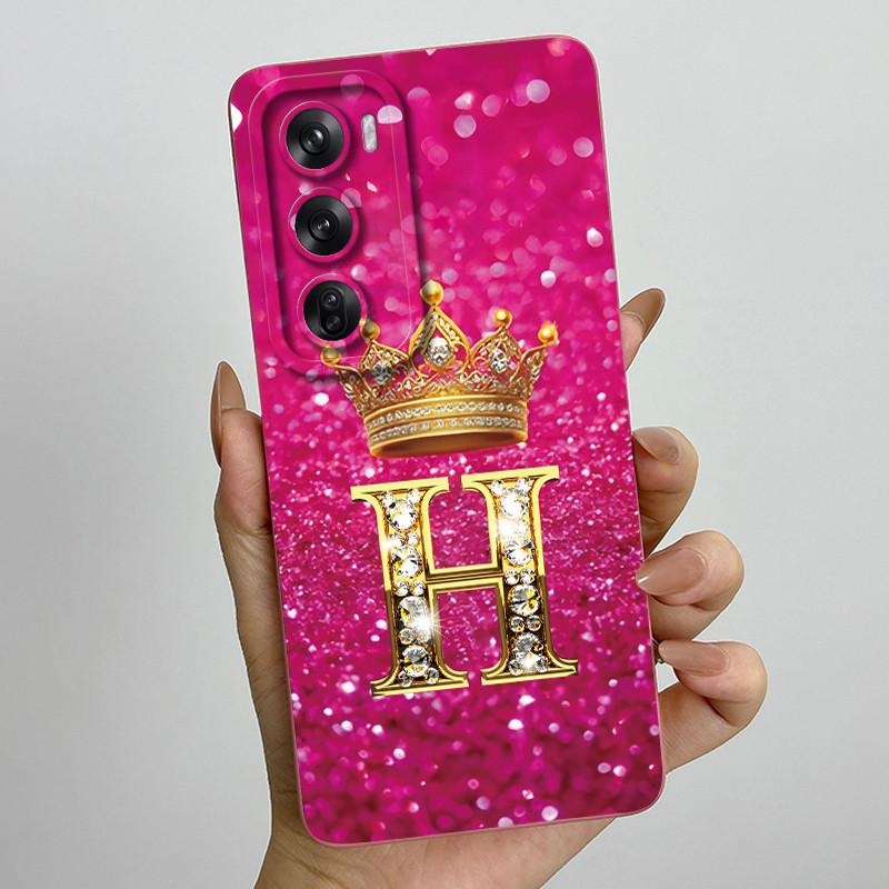 Чехол для OPPO Reno 12 Pro 5G С буквенным принтом Корона Жидкий силикон Чехол для телефона Для OPPO Reno12 Reno 12 12Pro Coque CPH2625 CPH2629 Funda