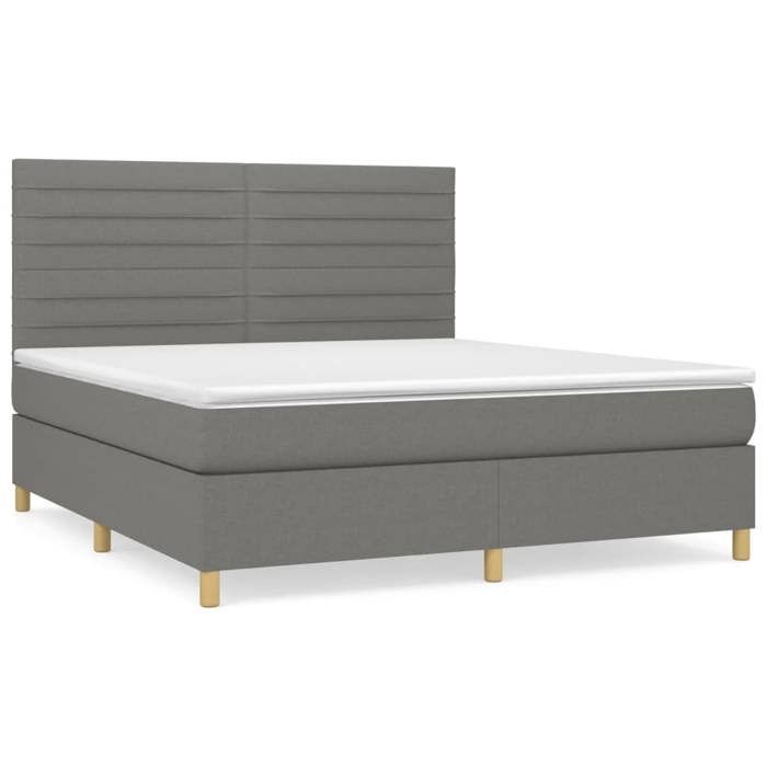 Maison Exclusive - Sommier à lattes de lit avec matelas Gris foncé 180x200cm Tissu