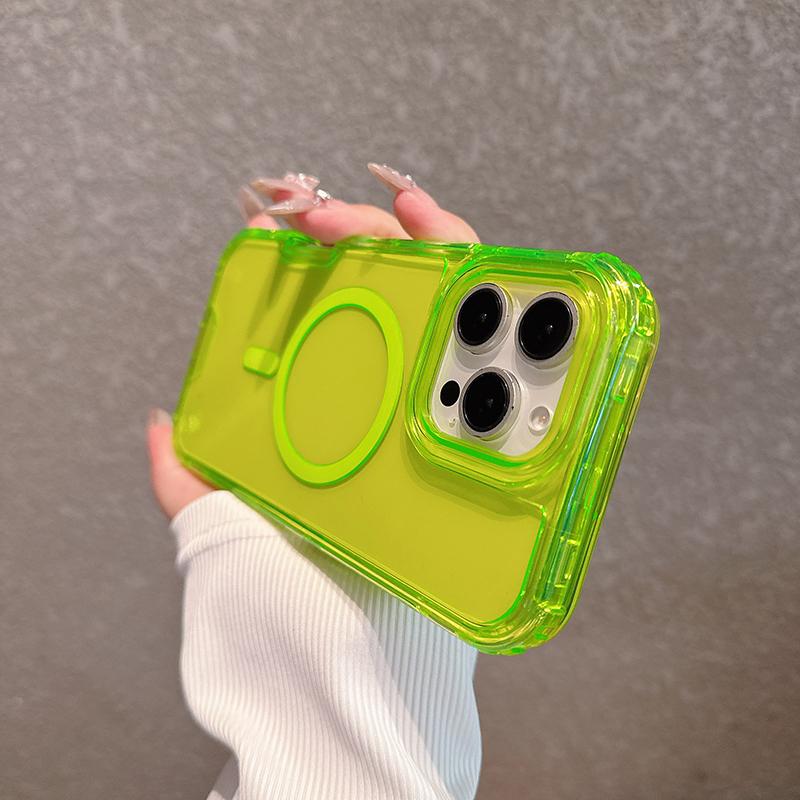 Neon Color 3 IN 1Bumper Shockproof MagSafe Case For iPhone 16 15 14 13 12 Pro Max Magnetic Wireless Charging Clear Armor Cover
