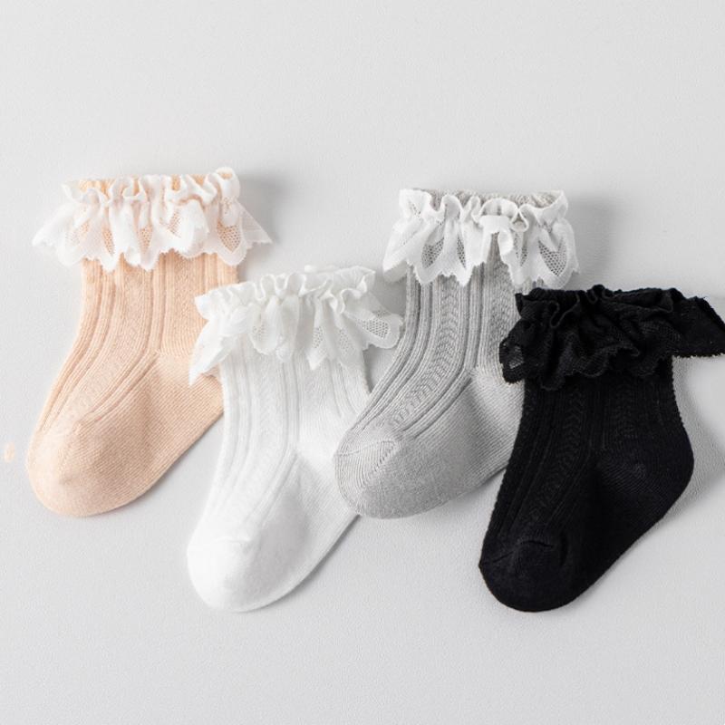 Носки для девочек, детские осенние новые хлопковые детские кружевные носки с оборками, модные эластичные детские носки для принцесс