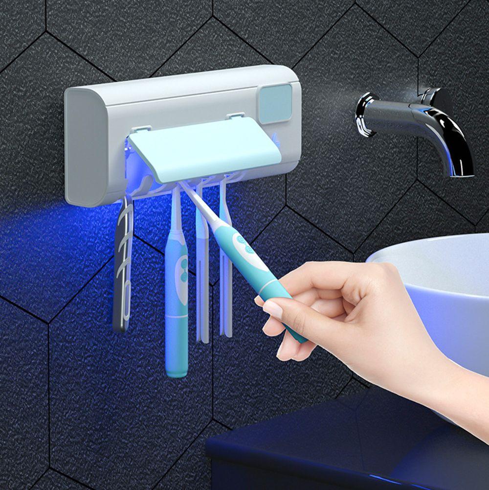 Wall Mounted Smart UV Light Toothpaste Dispenser Toothbrush Sterilizer Toothpaste Squeezer Holder