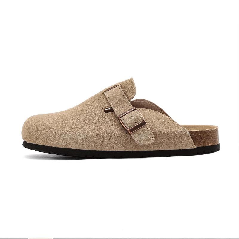 Leather Women's Spring New Cork Bottom Flat Bottom Cowhide Fishing Casual Bag Head Slippers