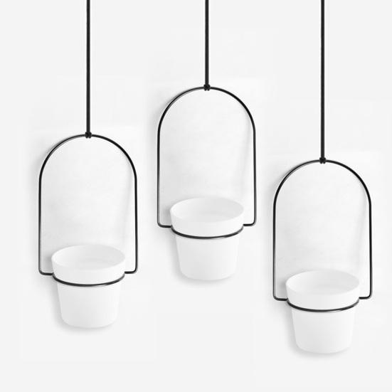 Набор подвесных кашпо для помещений Набор настенных держателей для растений Подвесное кашпо с металлическим каркасом и веревкой для декора дома, комнаты, сада