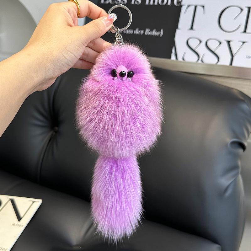 Cute Fox Hair Little Fox Car Keychain Light Luxury Pendant Plush Fur Shaped Cute Doll Bag Hanging Decoration Gift