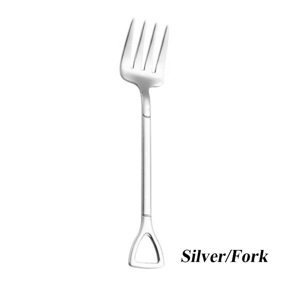 New Long Handle Kitchen Ice Cream Stainless Steel Spoon Fork Shovel Shape