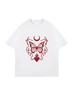 Black Oversized T Shirt With Red Butterfly Moon And Heart Print For Casual Wear