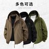 Tide Zipper Long Sleeve Autumn and Winter Standard Hooded Jacket Jacket Men's Tooling Jacket Cotton Clothes Outside Solid Color Regular
