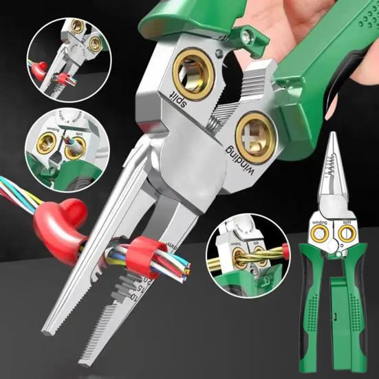 Инструмент для снятия изоляции 8-в-1 с тестером напряжения Эргономичная рукоятка Компактный Портативный Многофункциональный Инструмент для зачистки электрических проводов Кабелерез