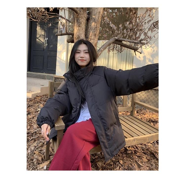 Зимняя модная свободная хлопковая куртка для женщин, пальто с воротником-стойкой