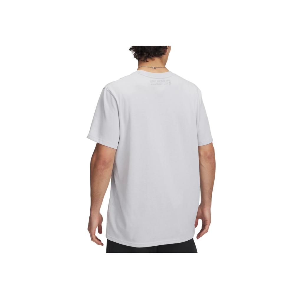 Under Armour Basketball Apparel Series Ua Curry Loose Fit Round Neck Fashion Sports Short Sleeve T-Shirt Men T-Shirts Haze-Gray 1390404-014