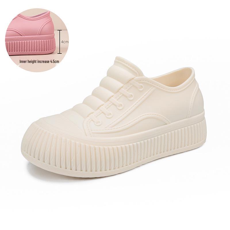 Women's Waterproof Non-Slip Hidden Heel Rain Boots - Fashionable Slip-On Short Tube Shoes