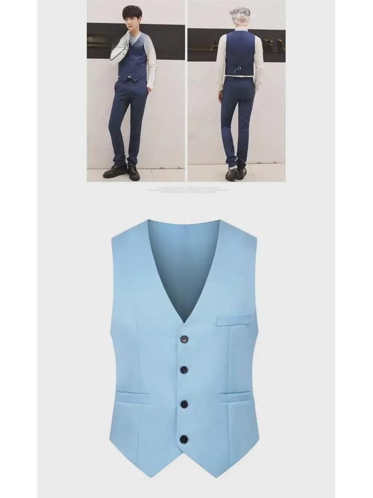 Мужской приталенный жилет в корейском стиле - новый дизайн, не требующий глажки