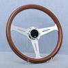 JDM 14inch 358mm Copy Wood Steering Wheel Black Silver Spoke JDM Universal Classic Sports Steering Wheel