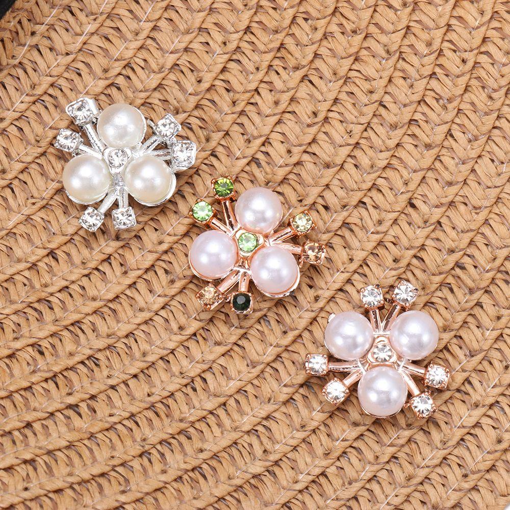 Apparel Sewing Flower-shaped Crystal Headwear Clip Pearl Button Pearl Hairpins Rhinestone Buttons